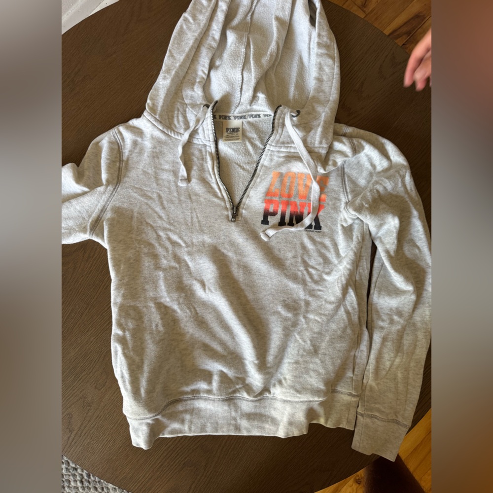 PINK Victoria's Secret Gray and Orange Hoodie